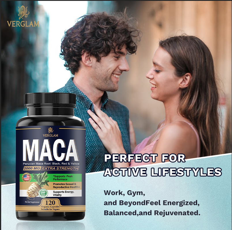 Premium Organic Black Maca Capsules 2000MG Extra Strength with fair trade coffee and organic maca powder