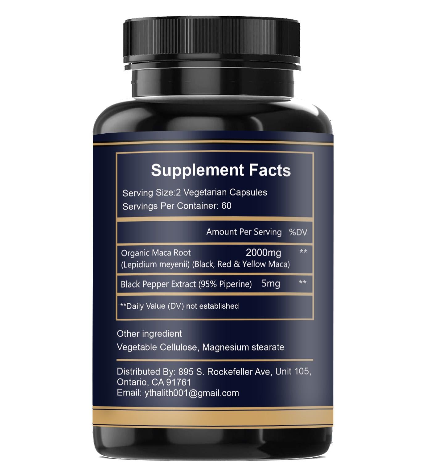 Premium Organic Black Maca Capsules 2000MG Extra Strength with fair trade coffee and organic maca powder